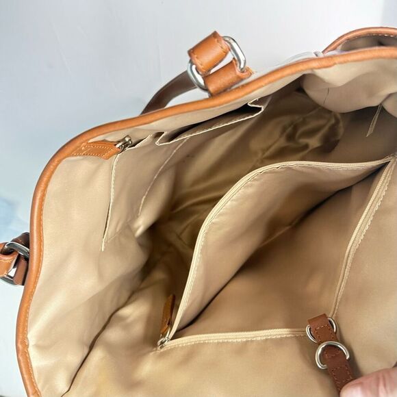 Coach F23683 Leather Legacy Stripe Tote Ivory Navy Brown Shoulder Bag - Picture 7 of 12